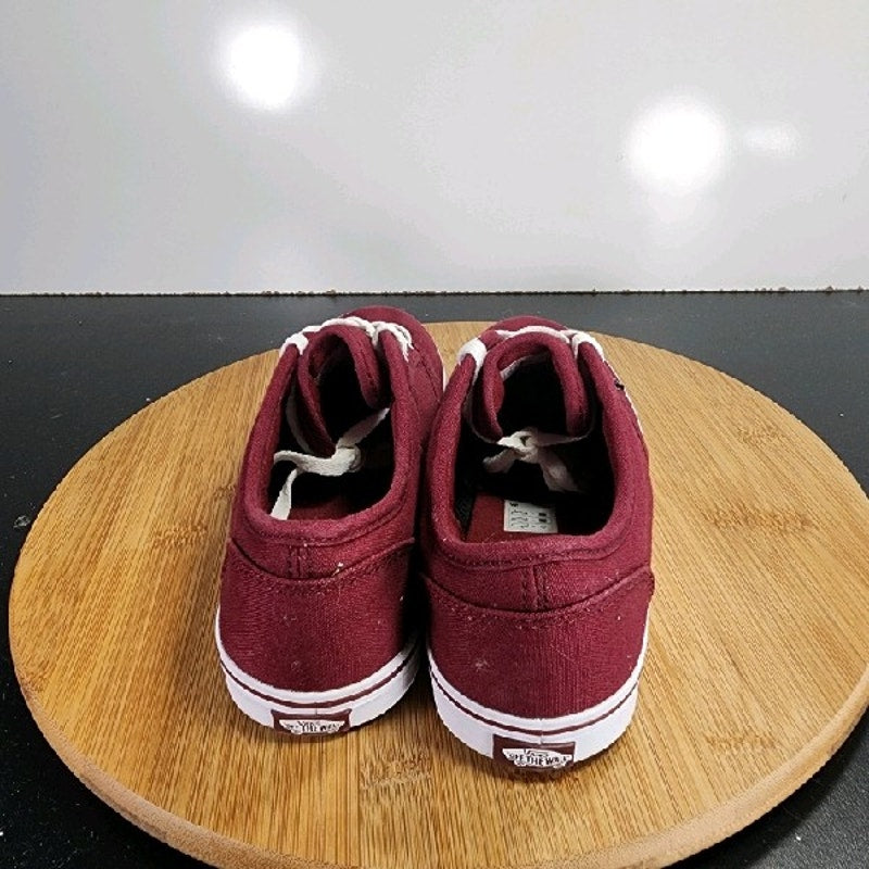 VANS Classic Low Sz 6 Womens 009161 Burgundy White Canvas Skateboarding Sneakers