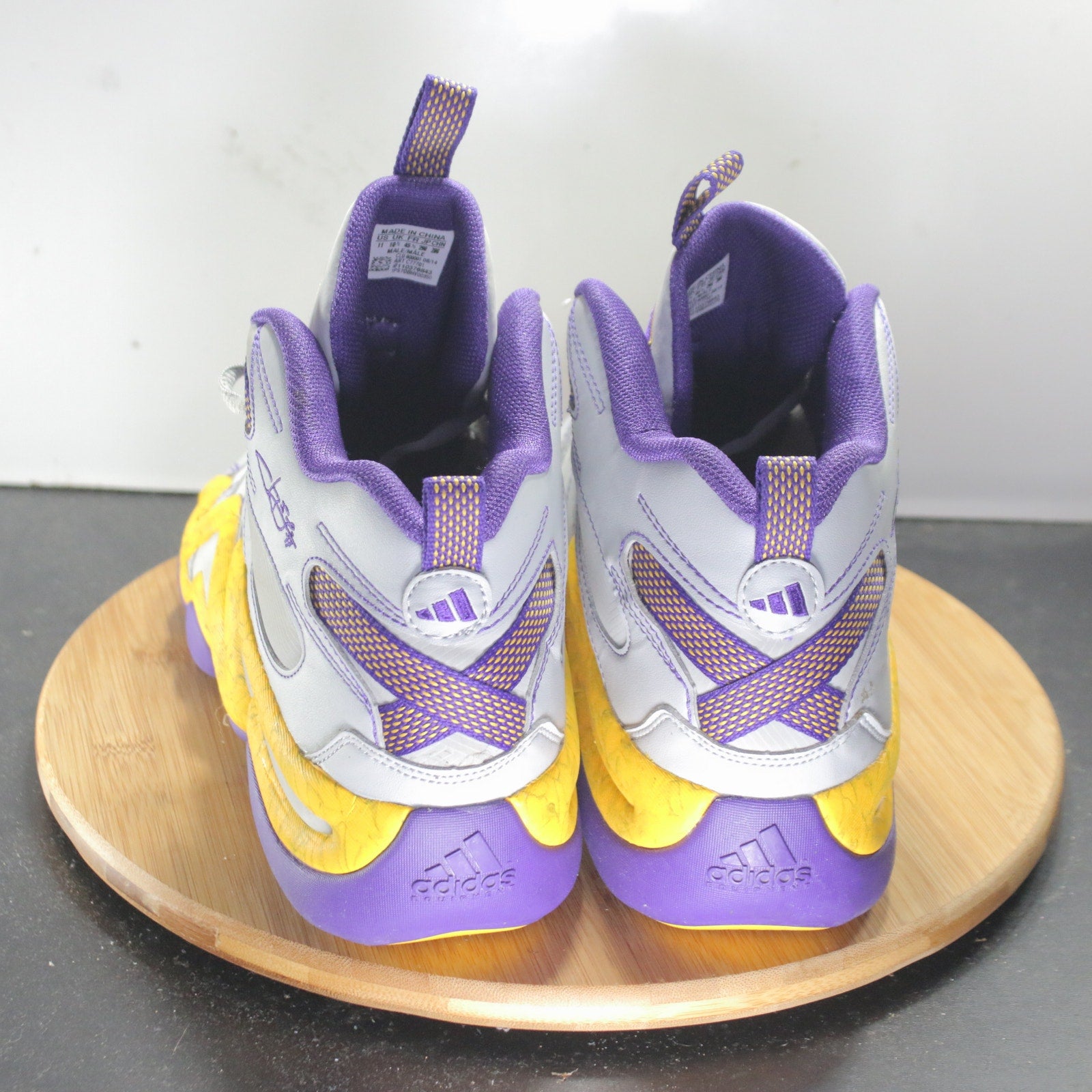 adidas Crazy 8 Mid Size 11 Mens 008624 White Purple Yellow Basketball Sneakers