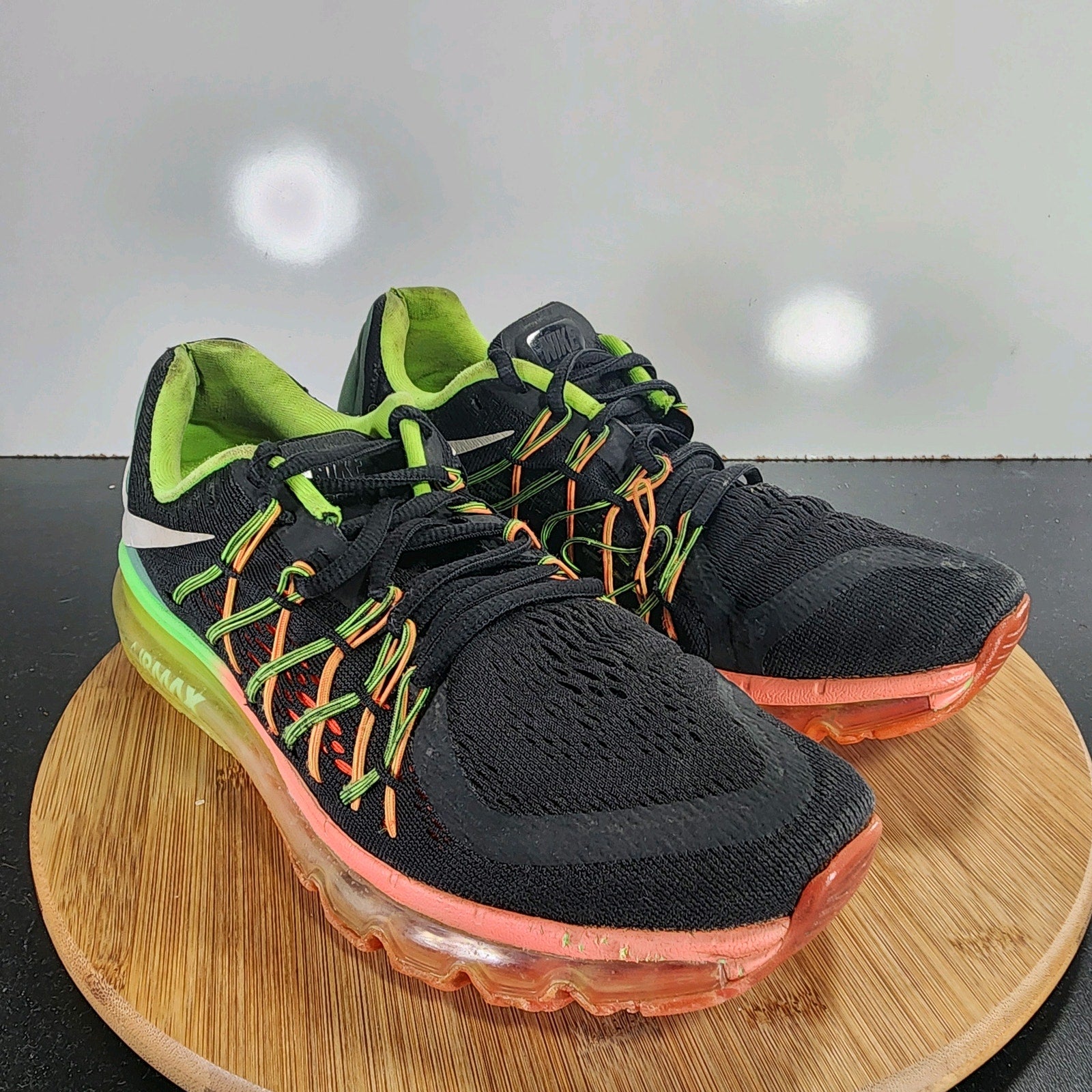 Nike Air Max 2015 Sz 10 Womens 009446 Hyper Punch Lime Black Knit Sneakers