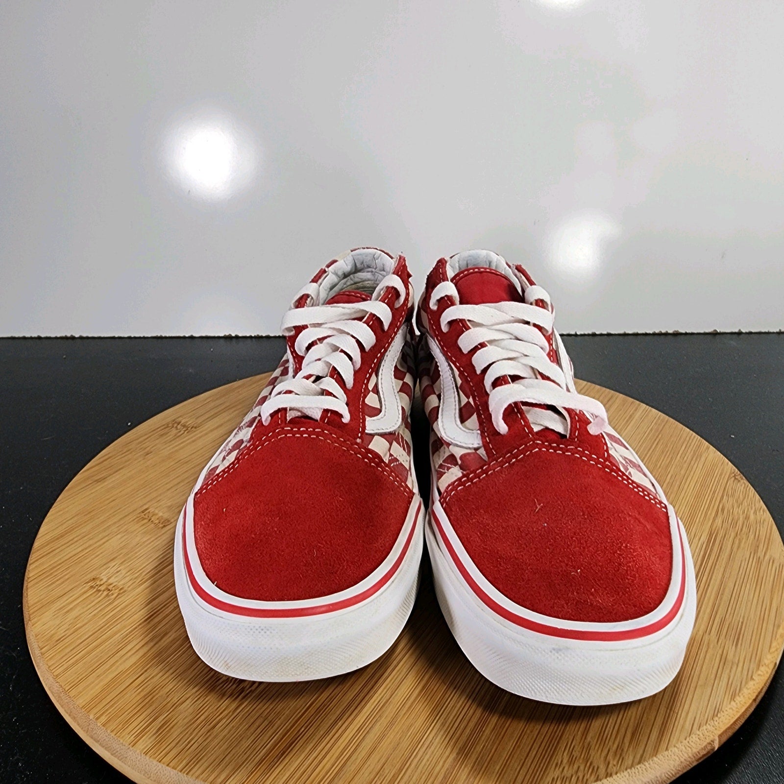 VANS Old Skool Sz 9.5 Mens 009430 Red White Check Skateboarding Sneakers Shoes