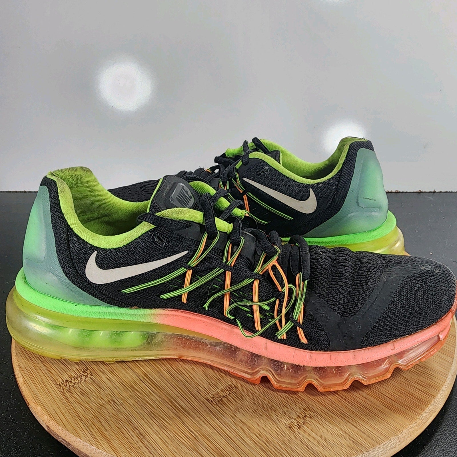 Nike Air Max 2015 Sz 10 Womens 009446 Hyper Punch Lime Black Knit Sneakers