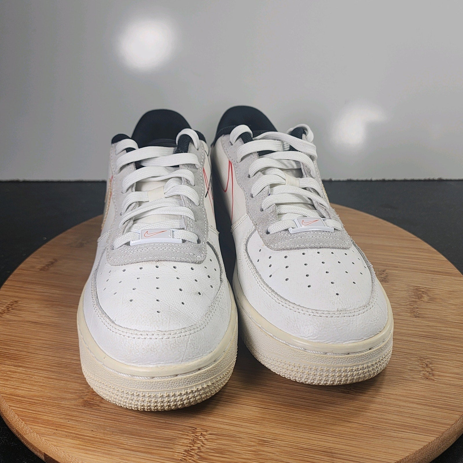 Sz 5.5Youth Fit 7Womens Nike Af1 Air Force1 010243 White Leather Casual Sneakers