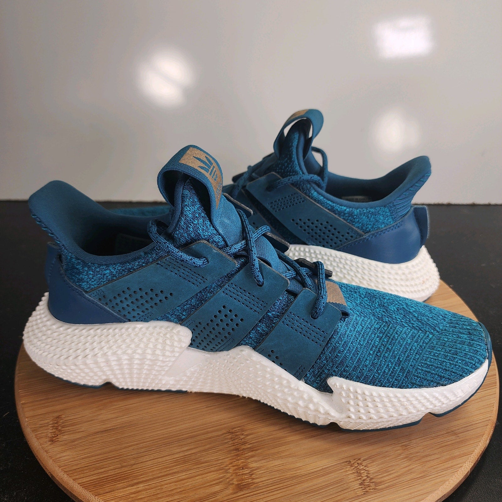 Womens adidas Prophere Low Sz 9 010089 Teal Blue Knit Running Training Sneakers