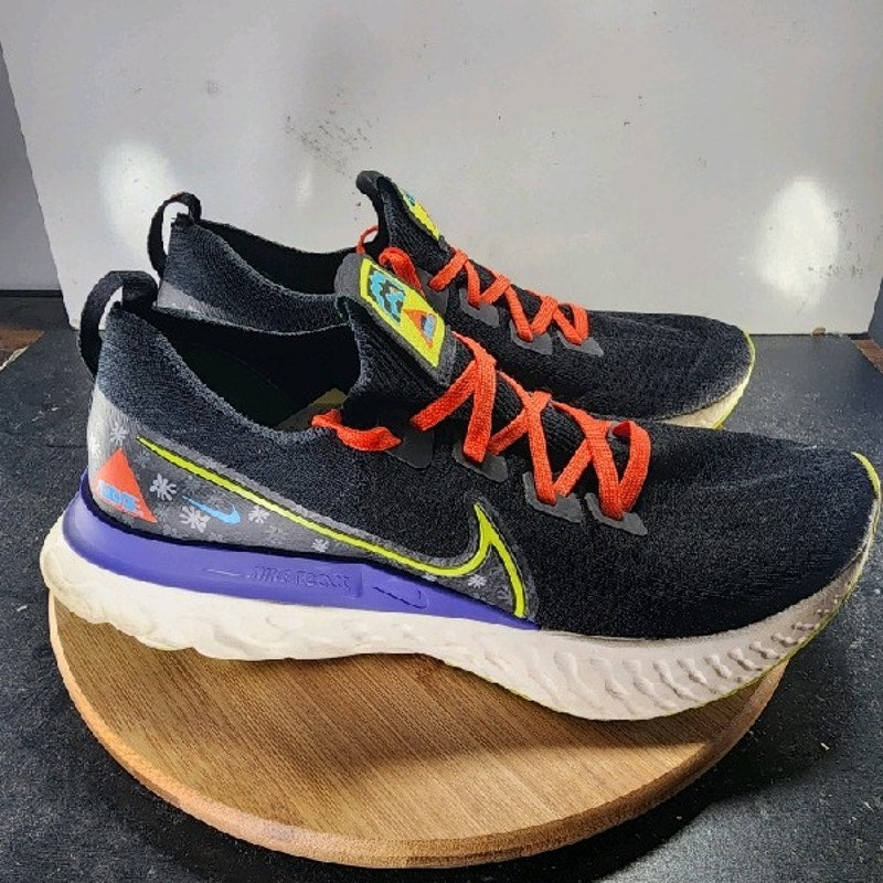 Nike React Infinity Run Sz 12.5Mens 008887 Black Bright Cactus Running Sneakers