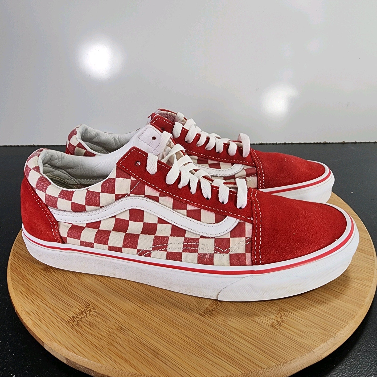 VANS Old Skool Sz 9.5 Mens 009430 Red White Check Skateboarding Sneakers Shoes