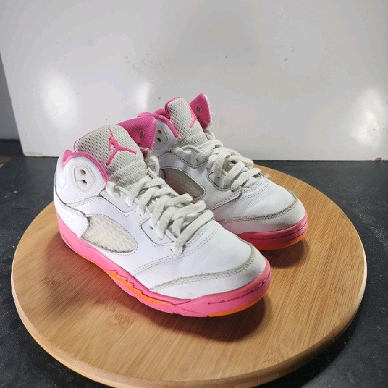 Air Jordan 5 Retro Mid Sz 1.5 Big Kids 008893 White Pink Basketball Sneakers