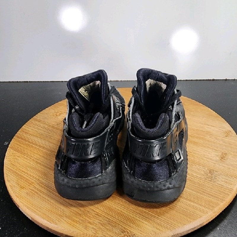 Nike Air Huarache Run Low Sz 3 Big Kids 009203 Triple Black Athletic Sneakers