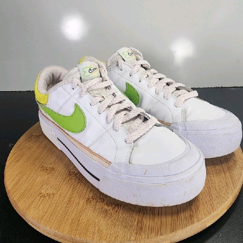 Nike Court Legacy Lift Low Sz 10.5 Womens 009109 White Green Running Sneakers