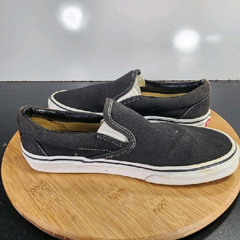 VANS Classic Slip On Sz 8.5 Womens 009159 Black Canvas Skateboarding Sneakers