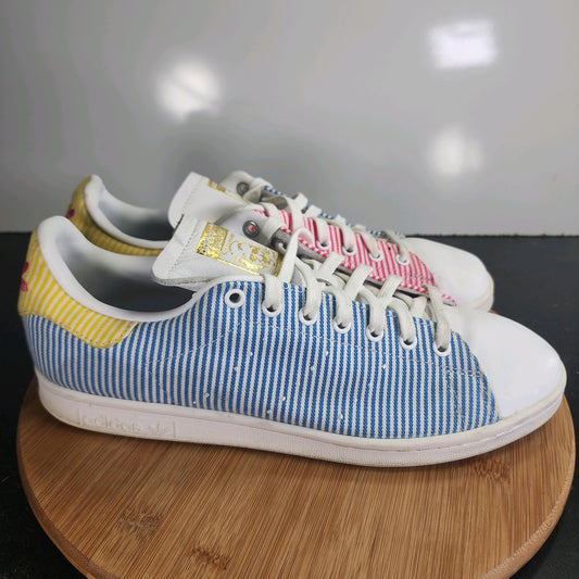 Mens Adidas Stan Smith Low Sz 11.5 010049 Blue Pink Canvas Casual Sneakers Shoes