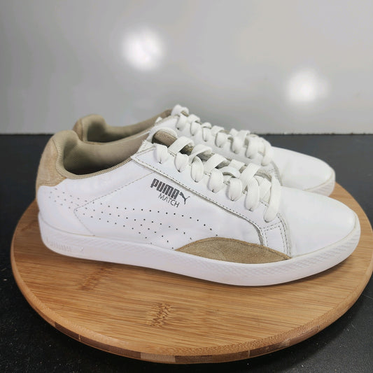 Women's PUMA Match Low Sz 8.5 009956 White Leather Running Casual Sneakers Shoes