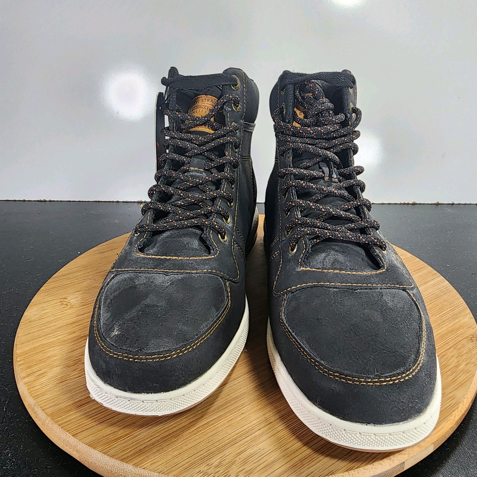 Levi's Stanton Waxed Mid Sz 10.5 Mens 009402 Black Brown Comfort Casual Sneakers