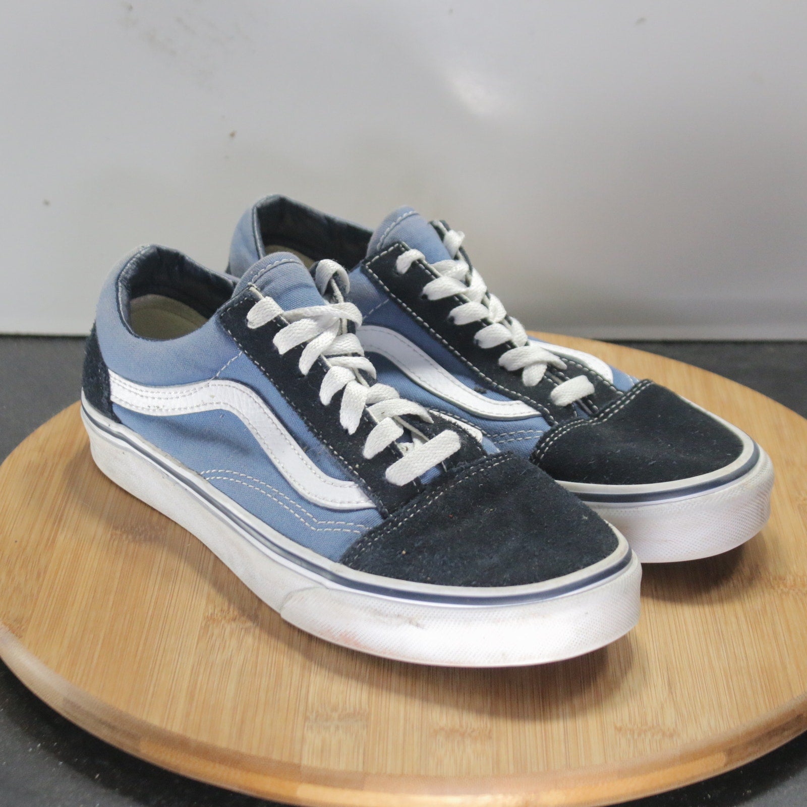 VANS Old Skool Low Size Sz 7.5 Womens 008761 Black Blue White Skating Sneakers