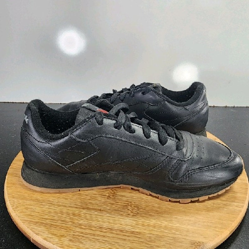 Reebok Classic Leather Sz 9.5 Womens 009321 Core Black Running Trainers Sneakers