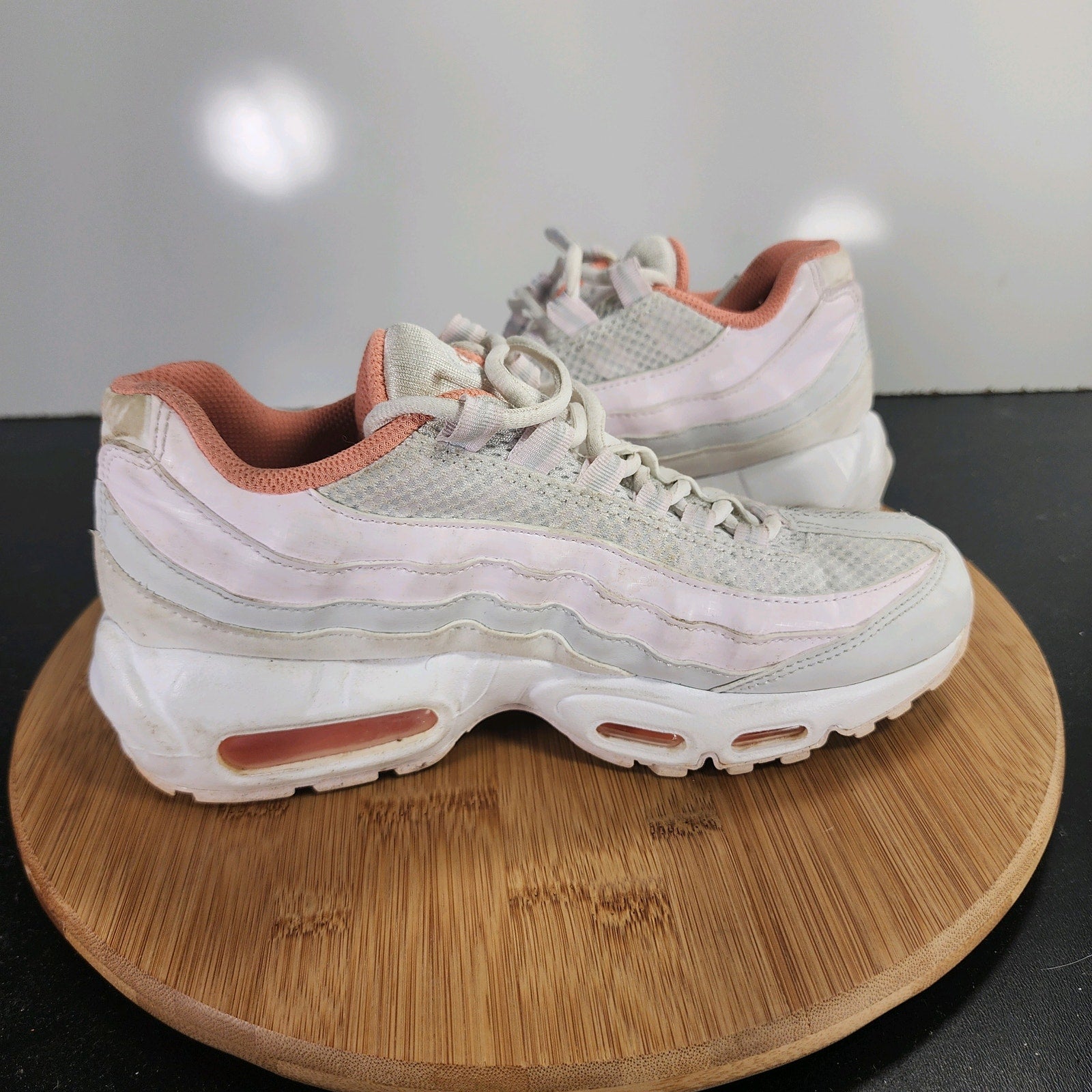 Sz 5.5Youth Fit 6.5Womens Nike Air Max 95 Low 009795 White Mesh Running Sneakers