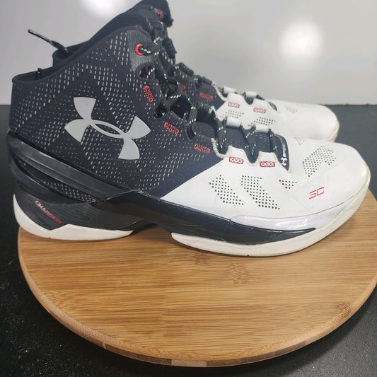 Under Armour Curry 2 Mid Sz 12.5Mens 009698 White Black Mesh Basketball Sneakers