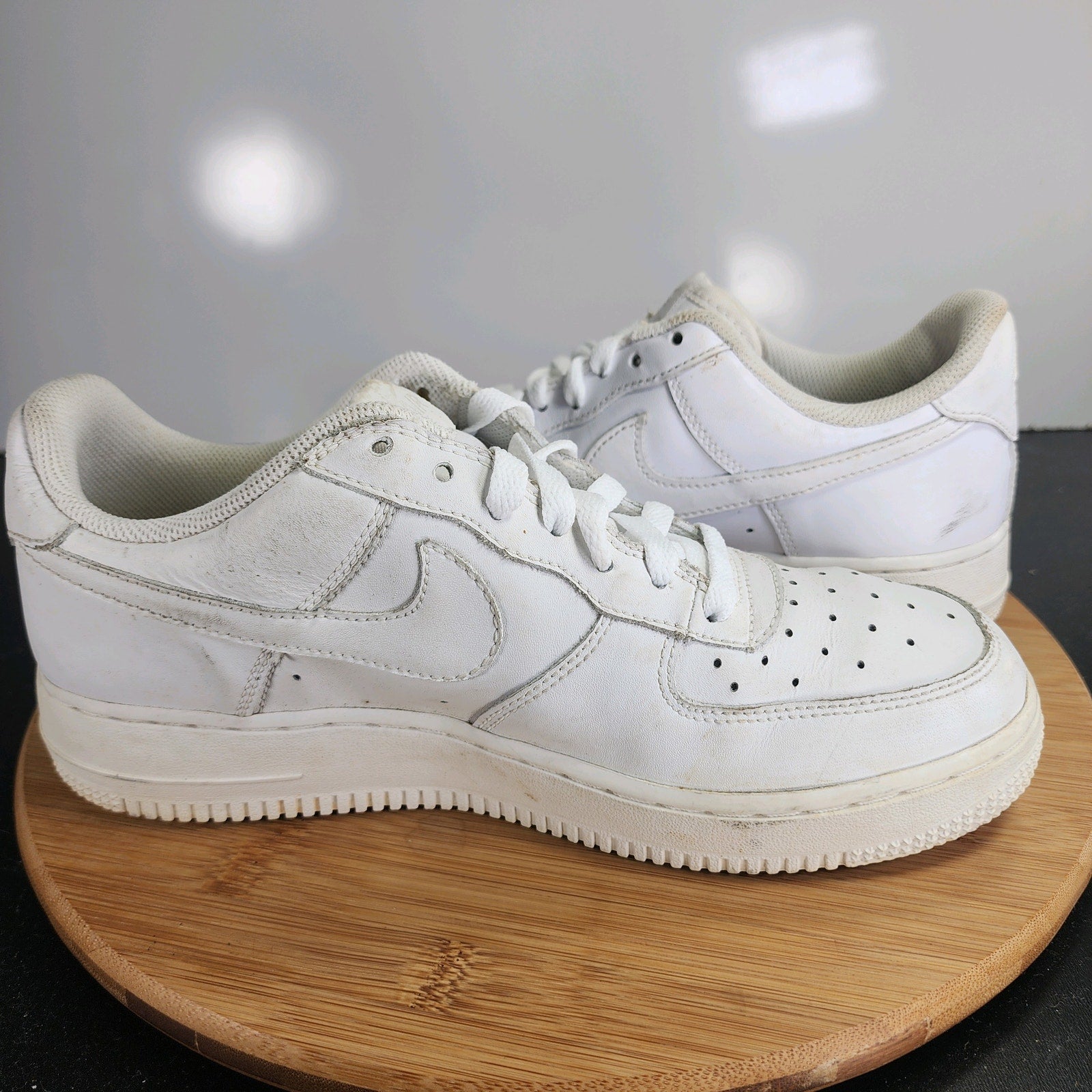 Nike Af1 Air Force 1 Sz 7 Youth=8.5Womens 009593 White Leather Casual Sneakers