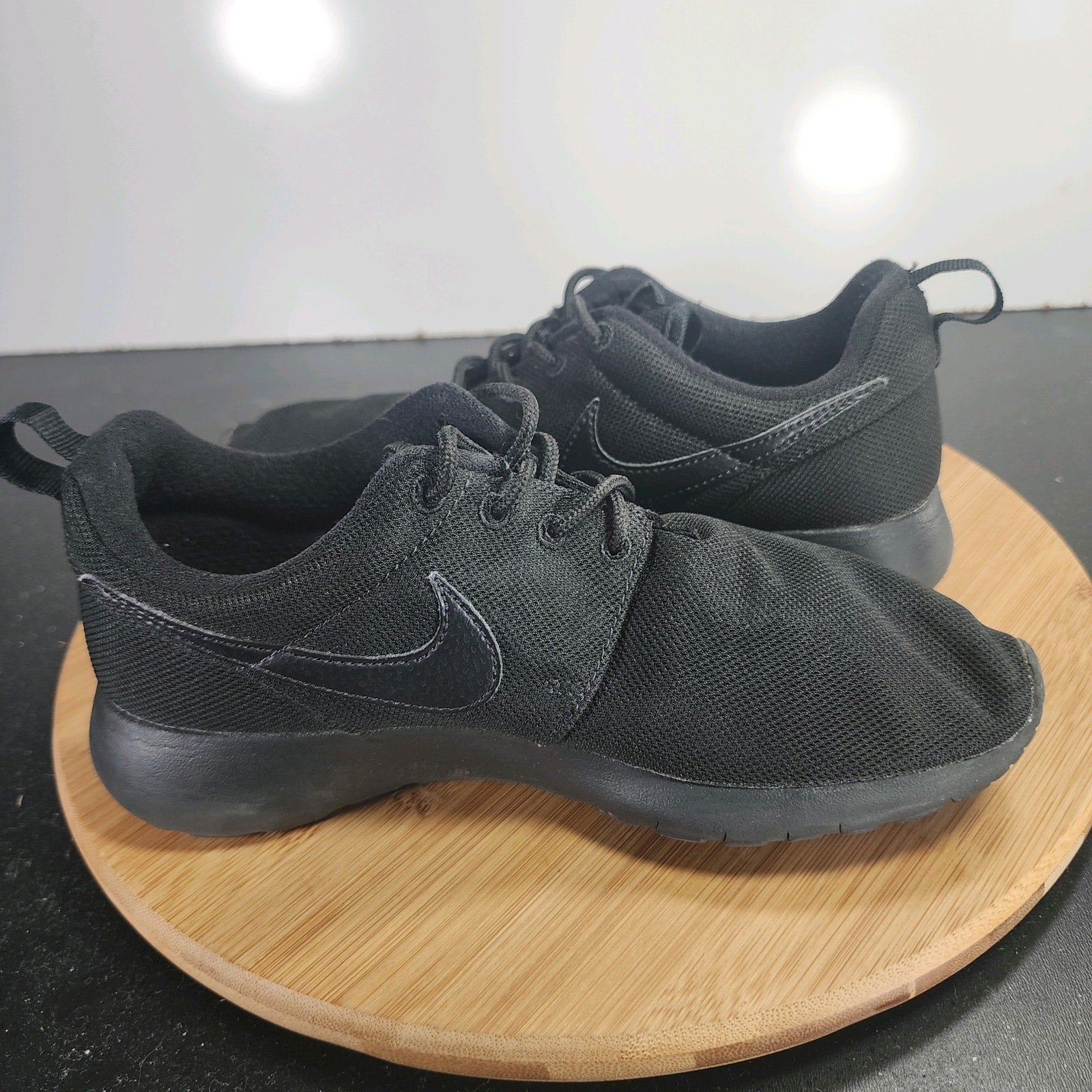 Nike Roshe Run Sz 4.5 Youth=5.5Womens 009685 Black Mesh Running Sneakers Shoes