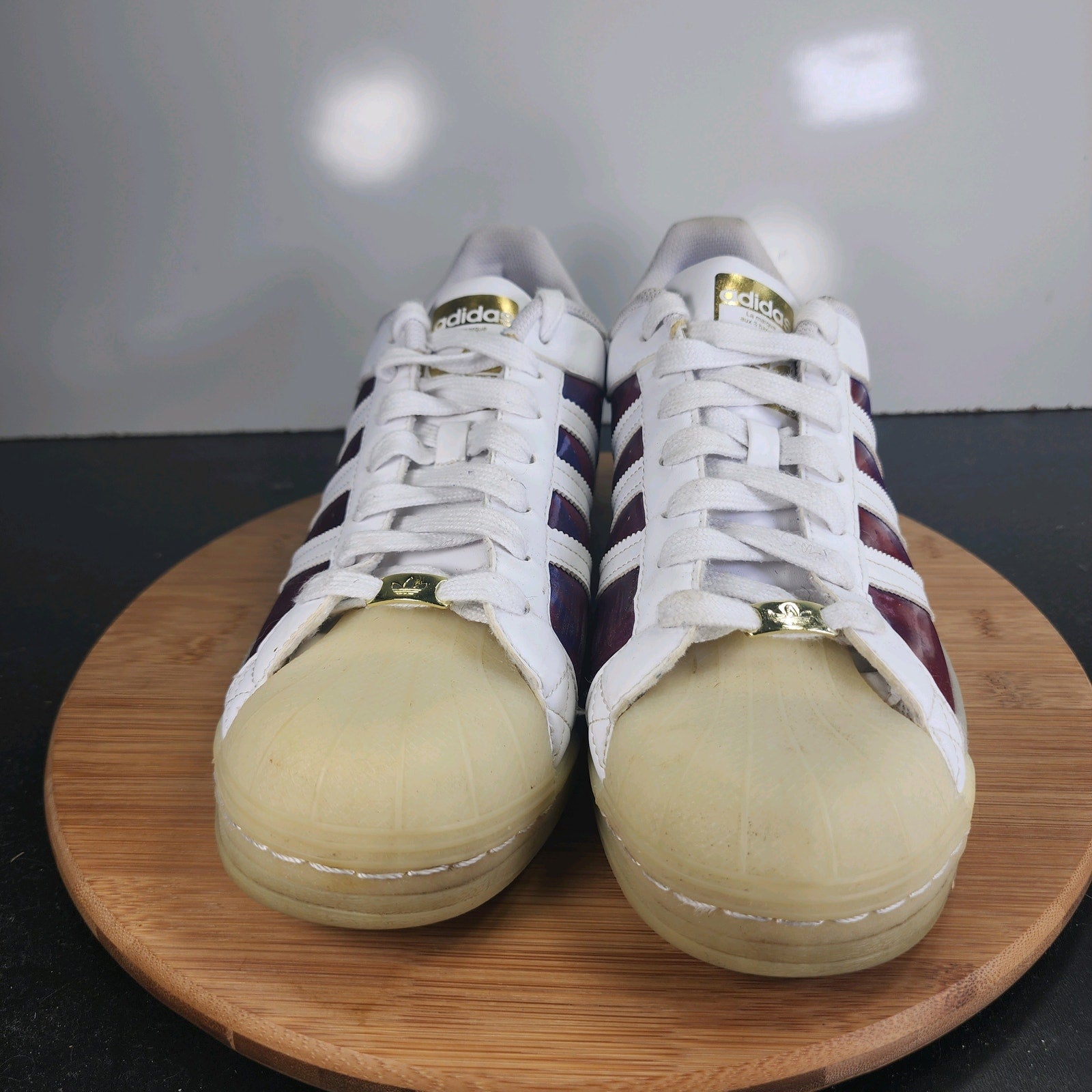 Men's Adidas Superstar Low Sz 12 010121 White Leather Running Athletic Sneakers