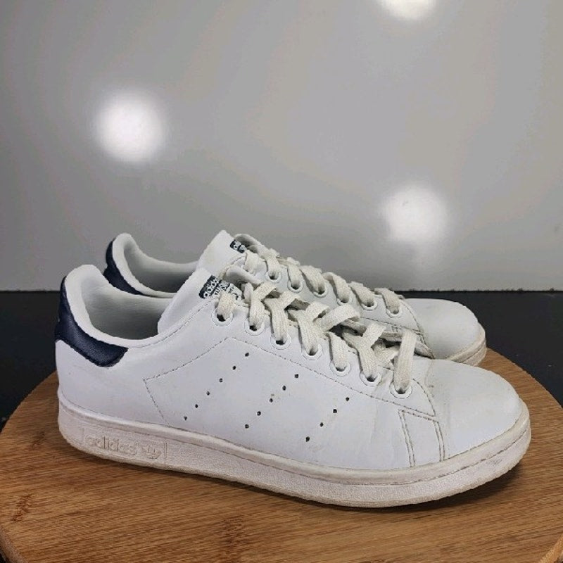 adidas Stan Smith Low Sz 7 Womens 008905 White Black Leather Trainers Sneakers