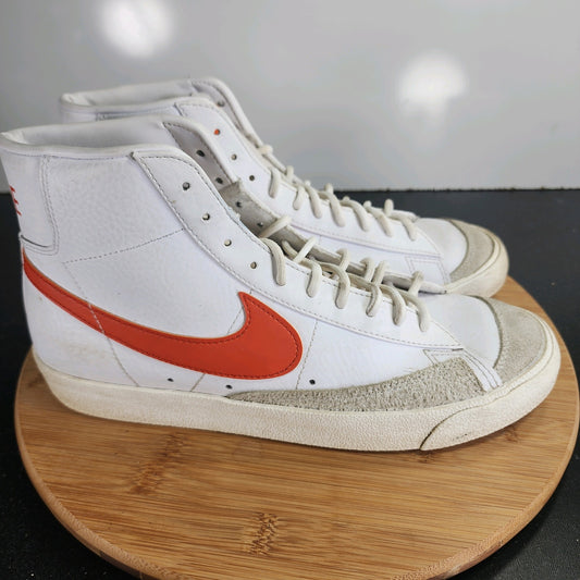 Nike Blazer Mid 77 Sz 9.5 Mens 009605 White Red Leather Casual Sneakers Shoes