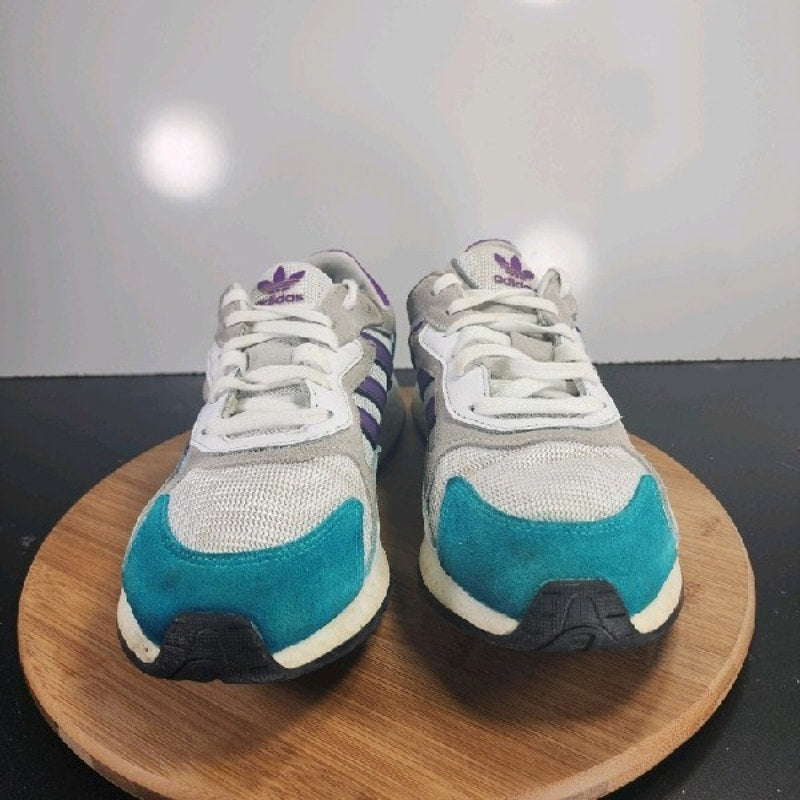 adidas Tresc Run Low Sz 10 Mens 008999 White Purple Aqua Blue Running Sneakers