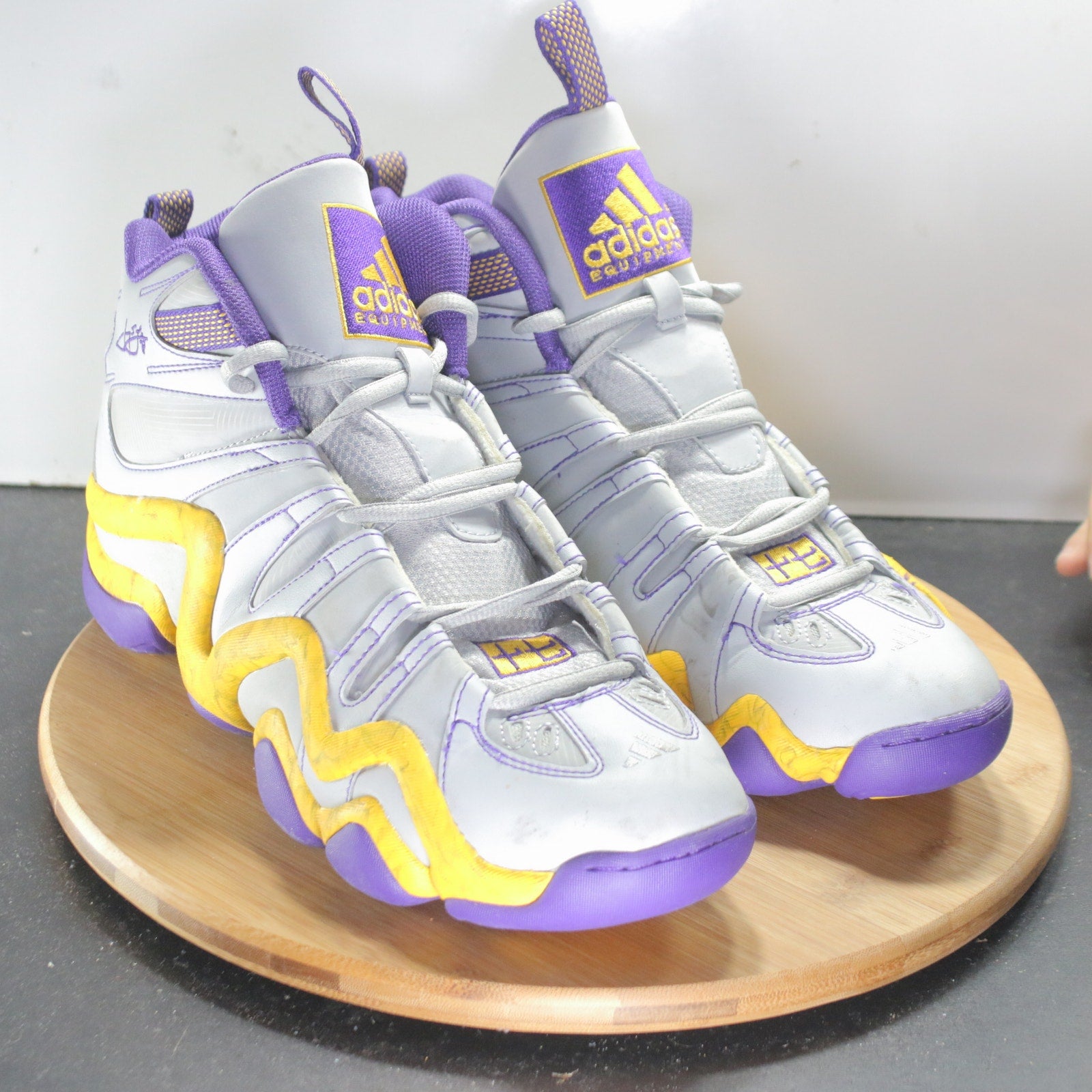 adidas Crazy 8 Mid Size 11 Mens 008624 White Purple Yellow Basketball Sneakers