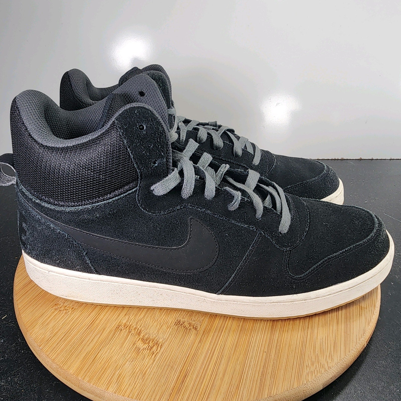 Men's Nike Court Borough Mid Sz 13 010235 Black Suede Basketball Sneakers Shoes