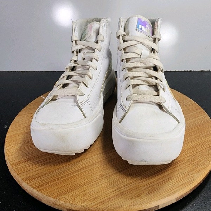 PUMA Kaia Mid Sz 7.5 Womens 009165 White Leather Skateboarding Sneakers Shoes