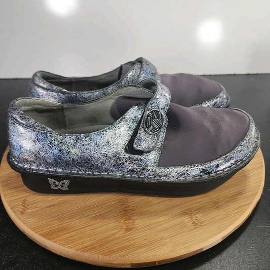 Alegria Dena Slip-On Sz 9Womens 009757 Gray Leather Metallic Clogs Nursing Shoes