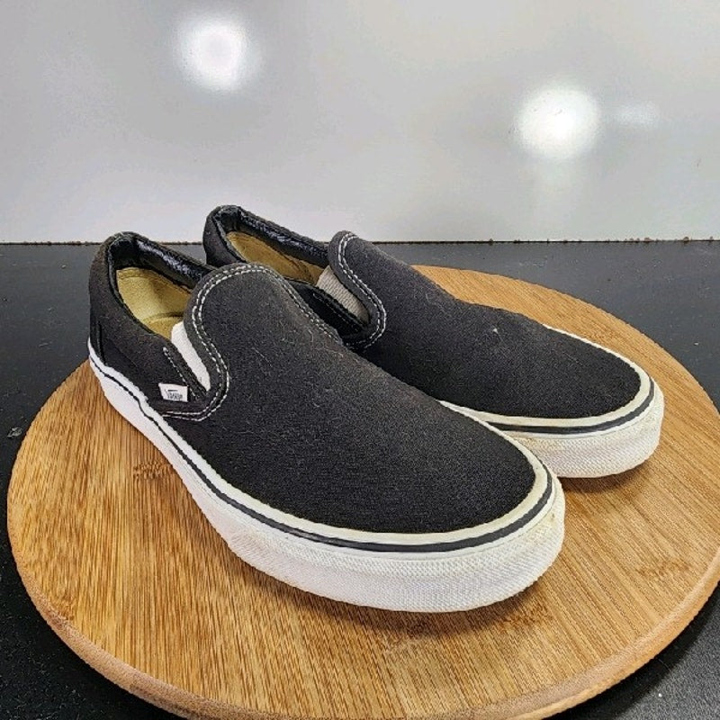 VANS Classic Slip On Sz 8.5 Womens 009159 Black Canvas Skateboarding Sneakers