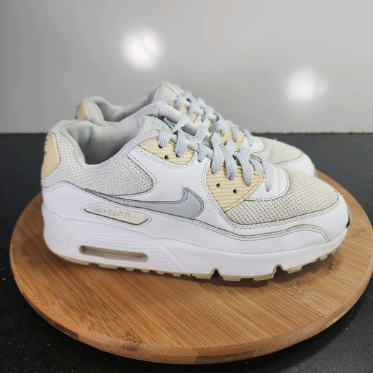 Sz 5 Youth Fit 6.5Women's Nike Air Max 90  009965 White Leather Running Sneakers