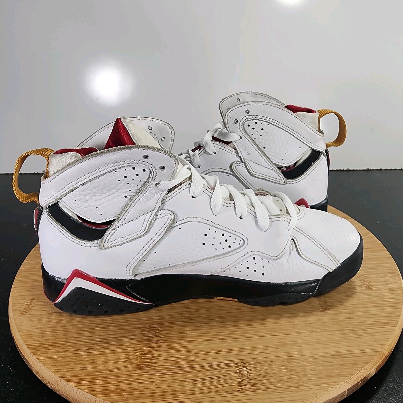 Air Jordan 7 Retro 5.5 Youth=6.5Womens 009537 White Leather Basketball Sneakers