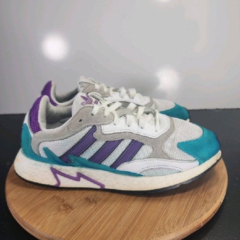 adidas Tresc Run Low Sz 10 Mens 008999 White Purple Aqua Blue Running Sneakers