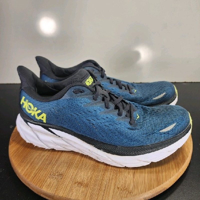 Hoka One One Clifton 8 Low Sz 10Mens 008939 Blue Green Running Athletic Sneakers