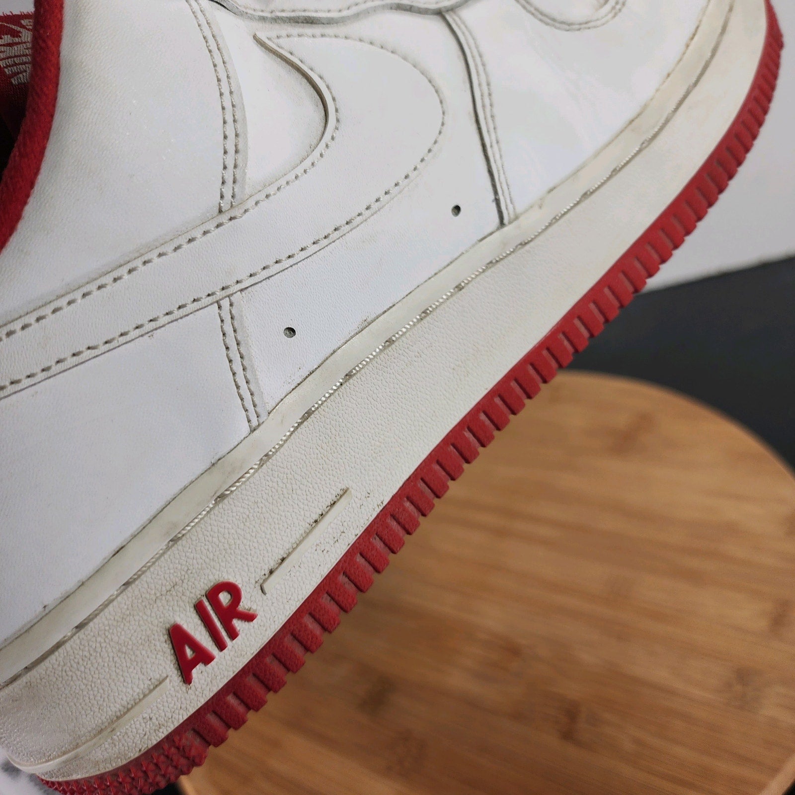 Nike Af1 Air Force 1 Low Sz 9Mens 009595 White Red Leather Casual Sneakers Shoes