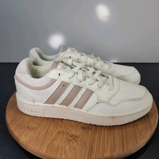 Women's adidas Hoops 3.0 Low Sz 9.5 010337 White Leather Running Casual Sneakers