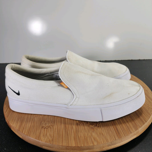 Nike Classic Slip On Sz 9Womens 009616 White Canvas Skateboarding Sneakers Shoes