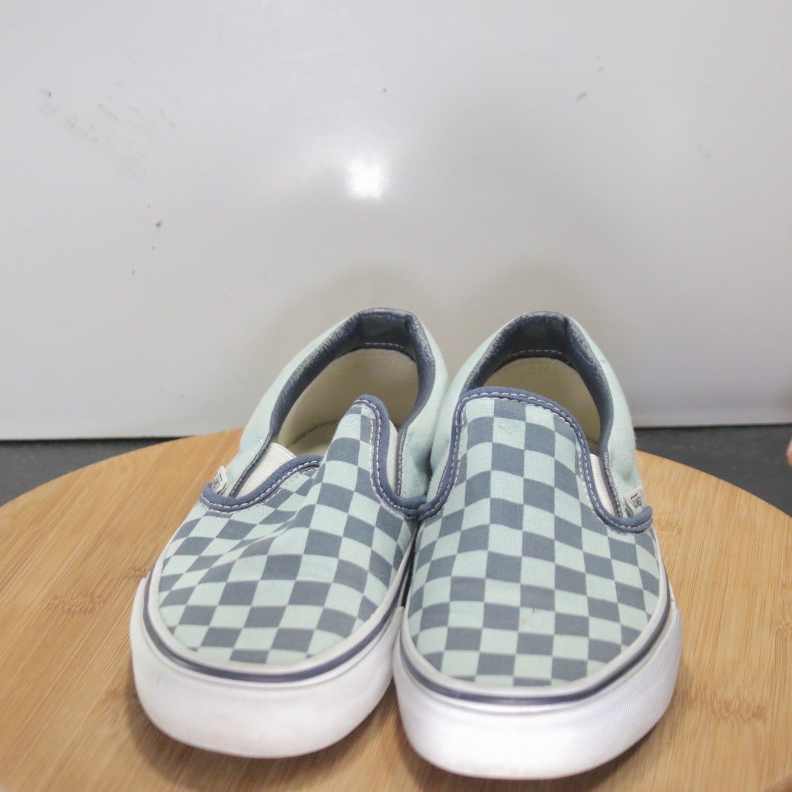 VANS Classic Slip On Low Size 6 Womens 008221 Blue White Check Skating Sneakers