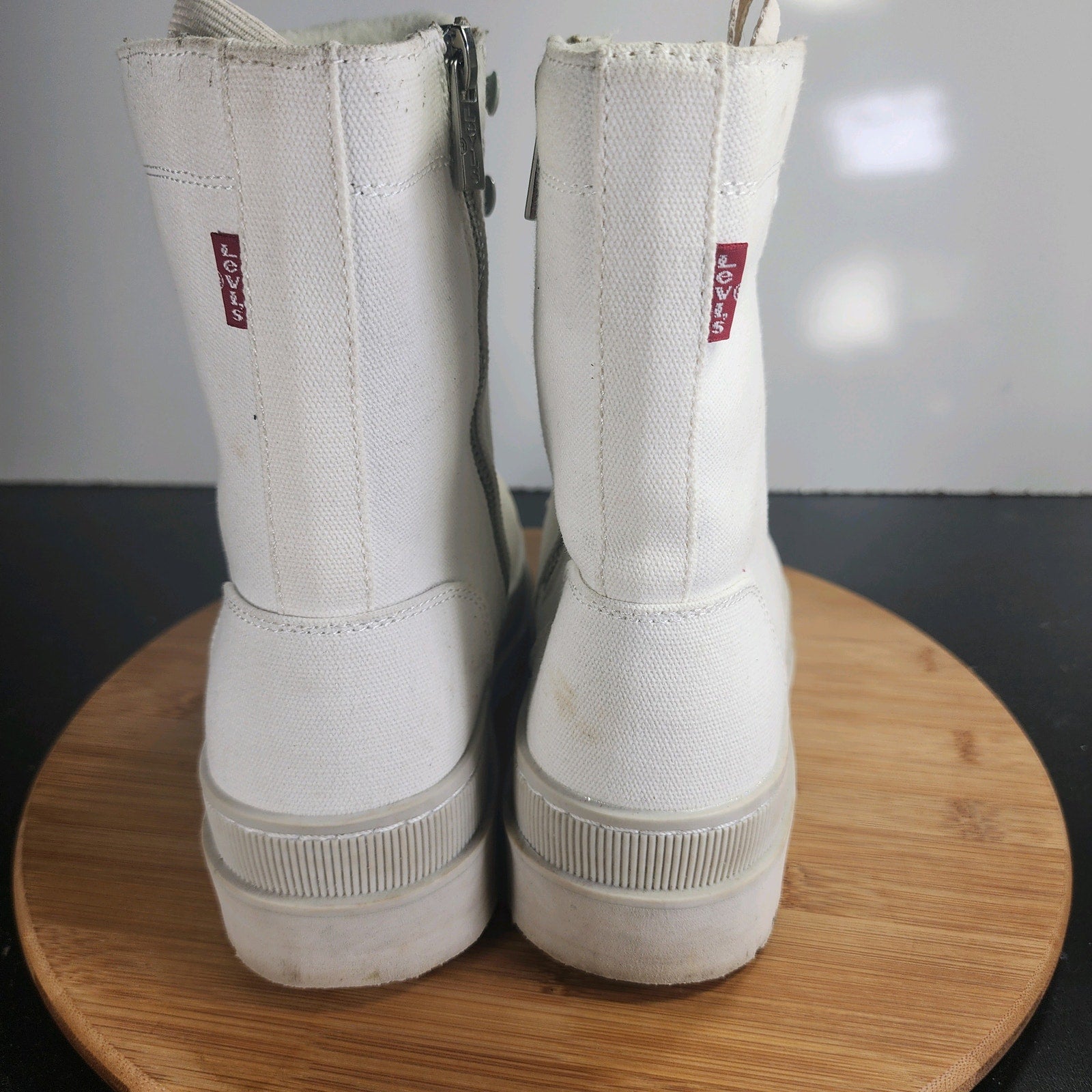 Womens Levi's Eliana Neo Durable High Sz 7 009870 White Canvas Casual Work Boots