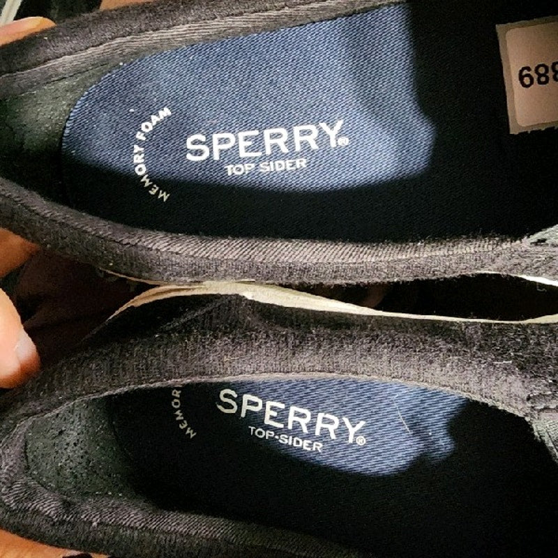 Sperry Top-Sider Sz 9.5 Womens 008889 Black White Canvas Casual Sneakers Shoes