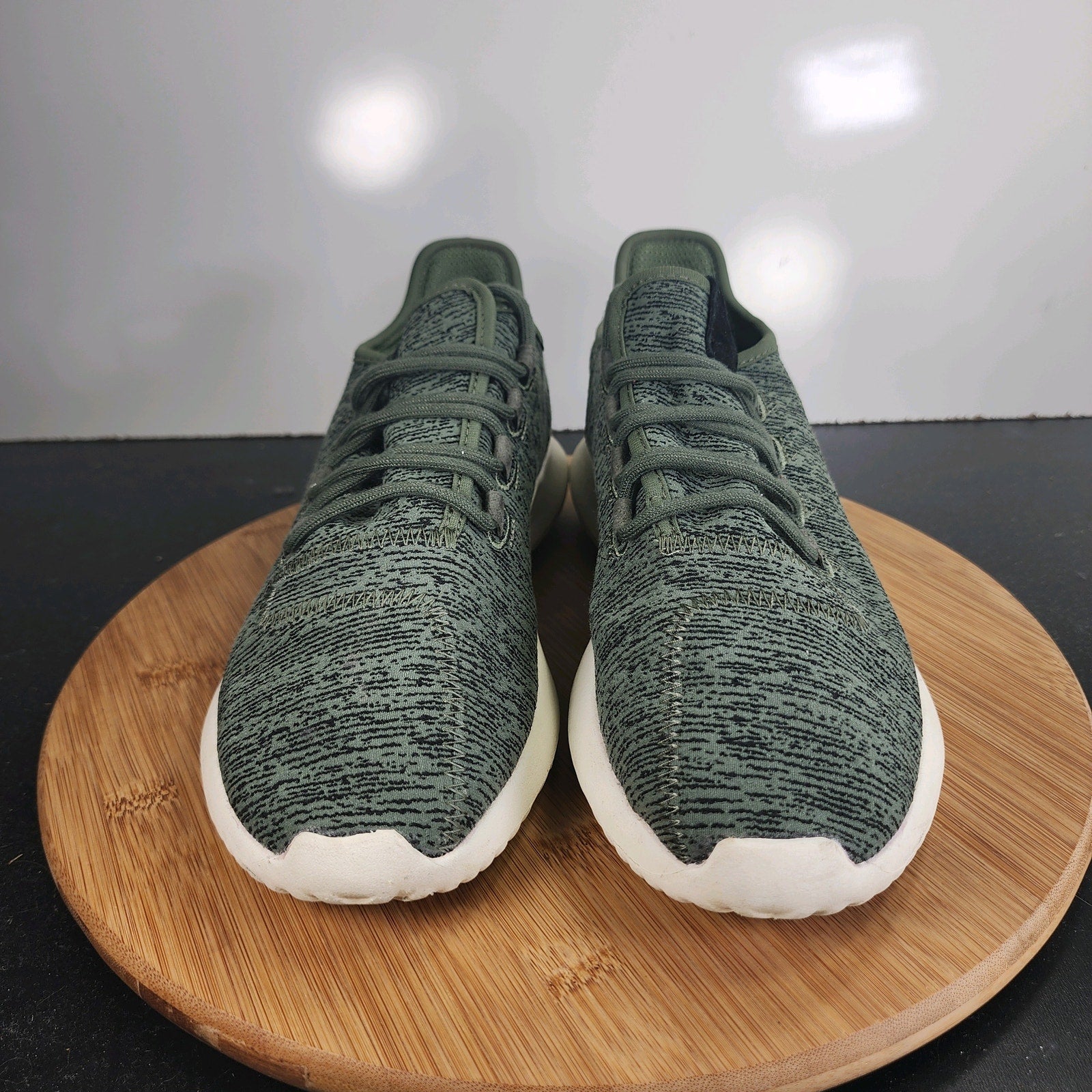 Women's Adidas Tubular Shadow Sz 9.5 010077 Green Knit Casual Walking Sneakers