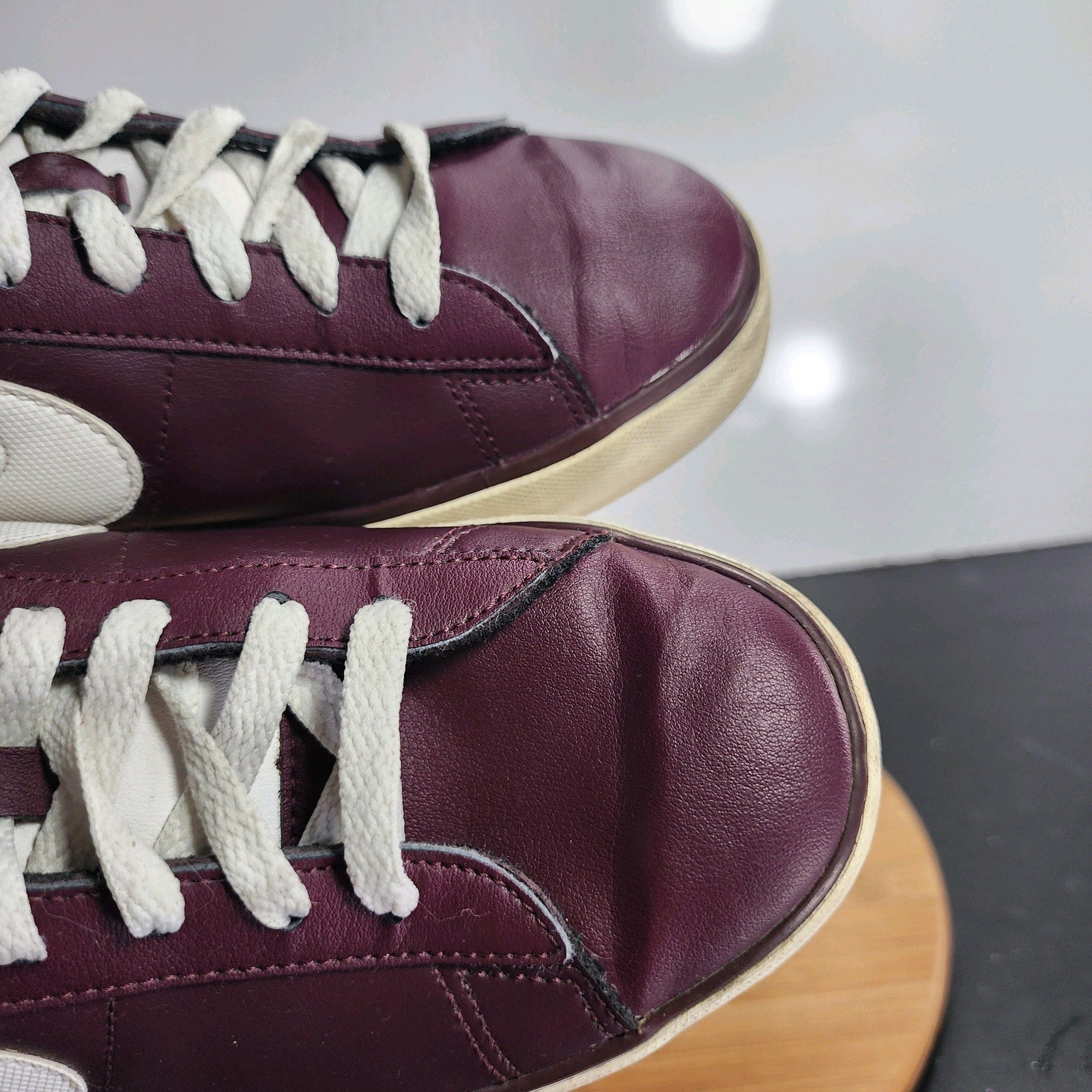 Nike Sweet Classic Low Sz 9.5 Mens 009575 Burgundy Leather Tennis Sneakers Shoes