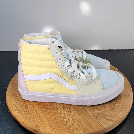 Women's Vans Sk8-Hi Sz 8 010288 Yellow Blue Canvas Skateboarding Sneakers Shoes