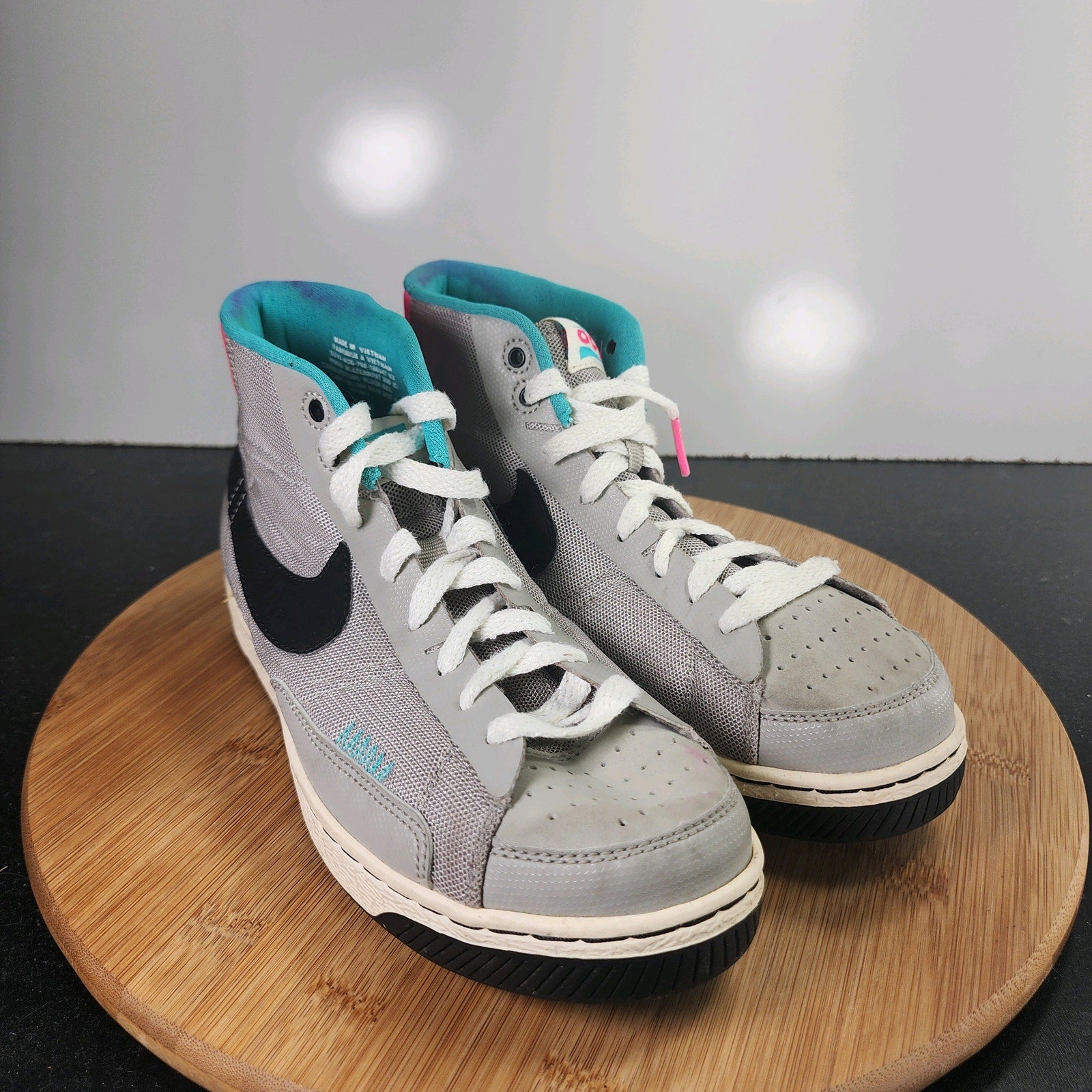 Women's Nike Blazer Mid Sz 7 010159 Grey Black Mesh Basketball Snekaers Shoes