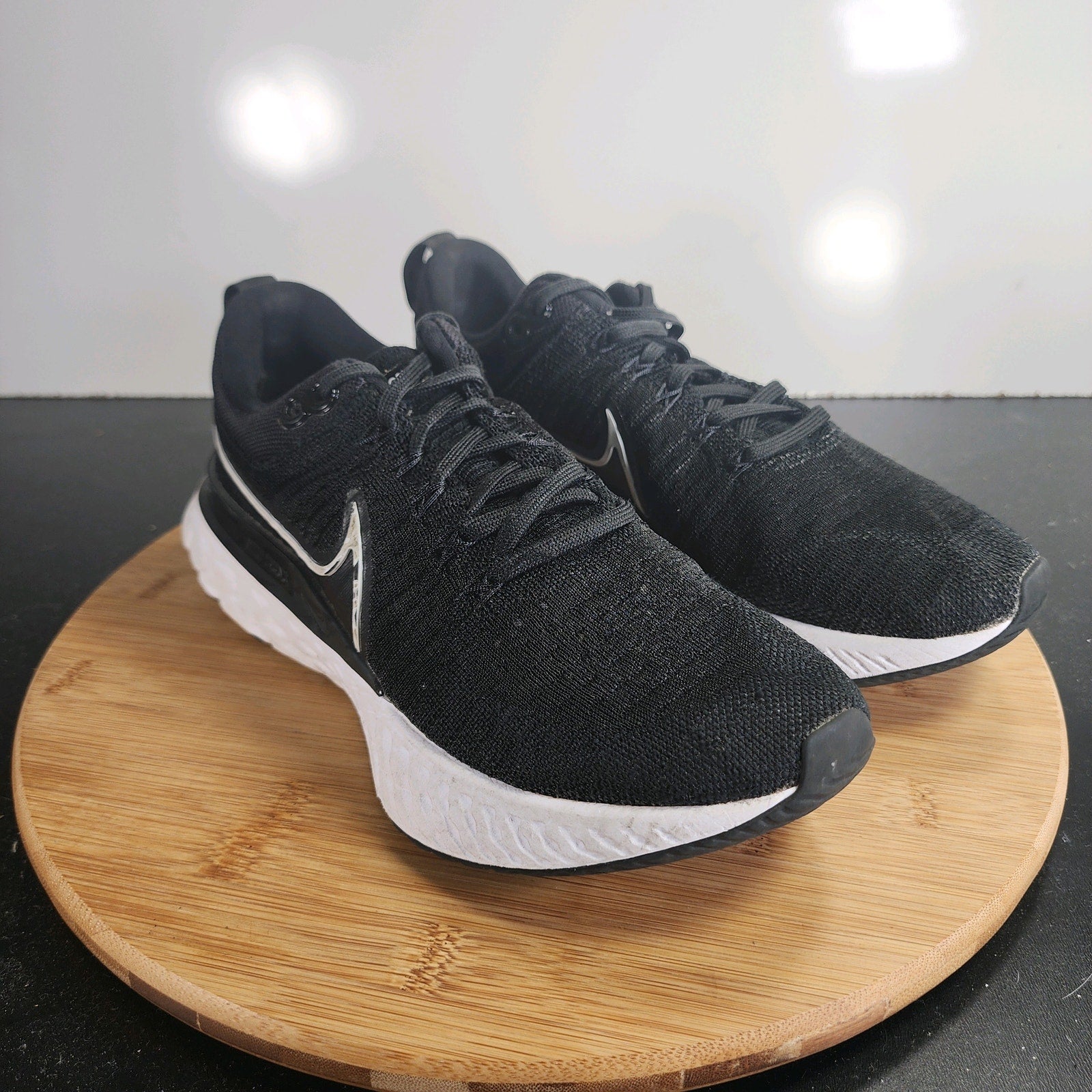 Women's Nike React Infinity Run Low Sz 9 009838 Black Flyknit Running Sneakers