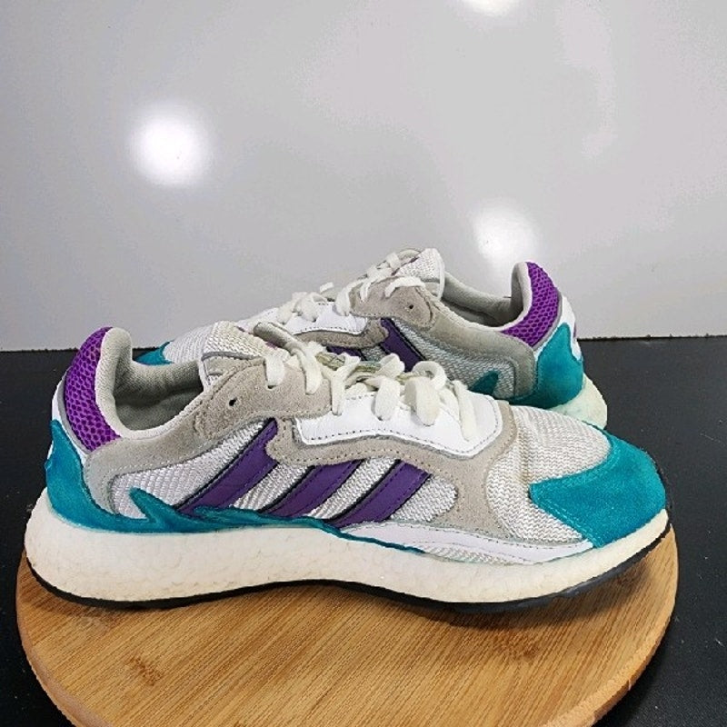 adidas Tresc Run Low Sz 10 Mens 008999 White Purple Aqua Blue Running Sneakers