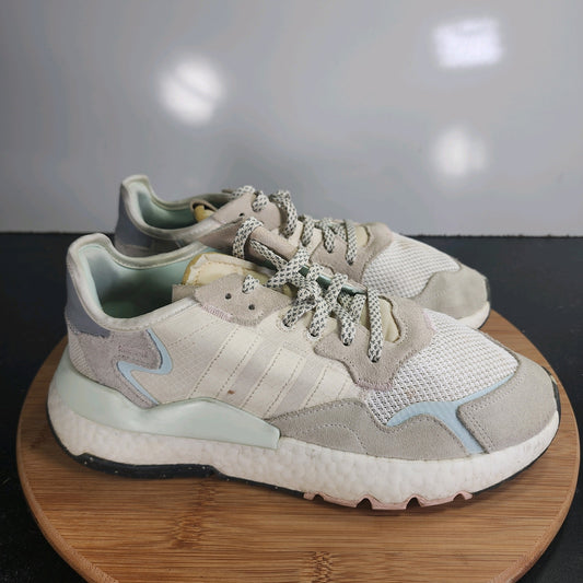 Women's Adidas Nite Jogger Low Sz 9 010071 White Leather Running Sneakers Shoes