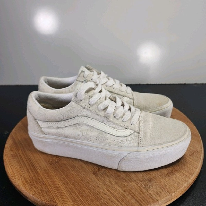 VANS Old Skool Low Sz 7 Womens 008948 Cream White Skateboarding Sneakers Shoes