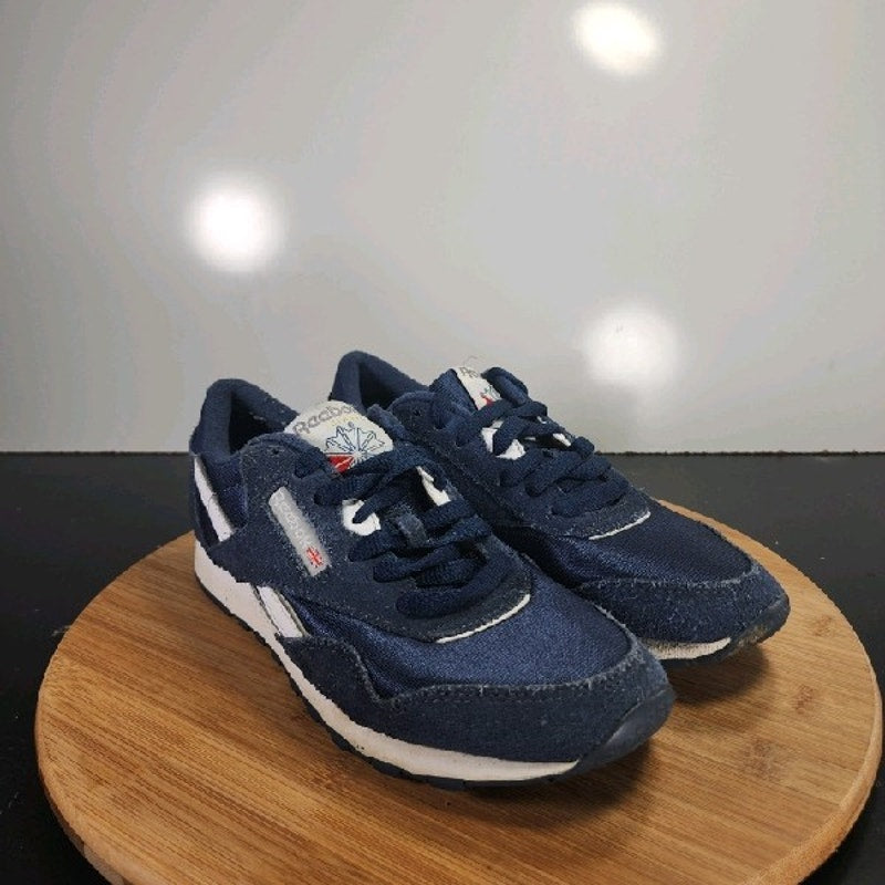 Reebok Classic Nylon Low Sz 6 Youth=7.5Womens 008909 Navy Blue Running Sneakers